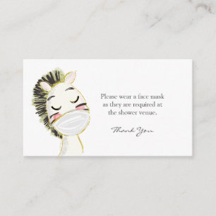 Wear a Face Mask Request Zebra Baby Shower Enclosure Card