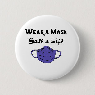 Wear a Mask and Save a Life 6 Cm Round Badge