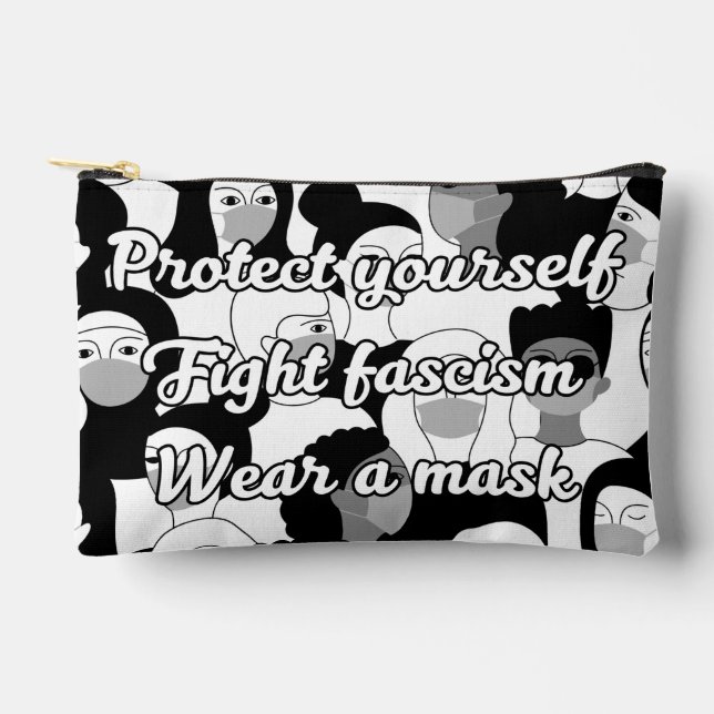 Wear a Mask Black & White Style Accessory Pouch (Front)