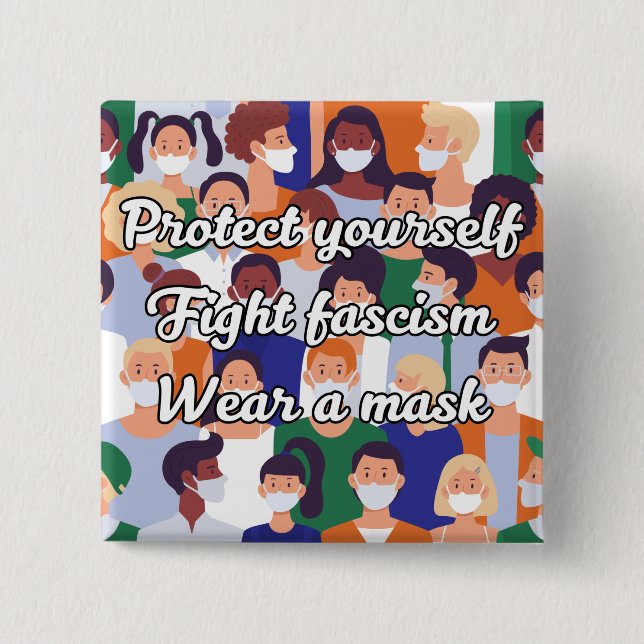 Wear a Mask Bright Style 15 Cm Square Badge (Front)