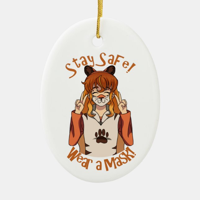 Wear a Mask! Ceramic Tree Decoration (Front)