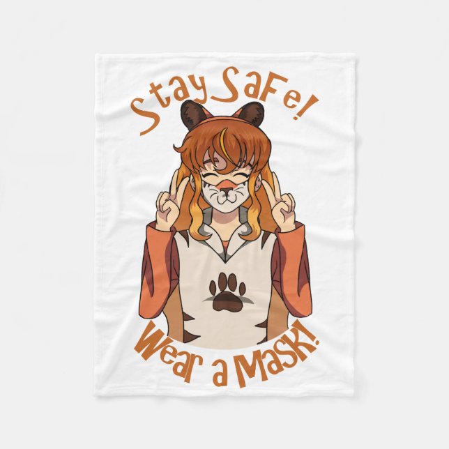 Wear a Mask! Fleece Blanket (Front)