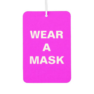Wear a mask, magenta pink minimalist car air freshener