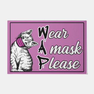 Wear A Mask Please Mat, Cat Wearing Mask Doormat