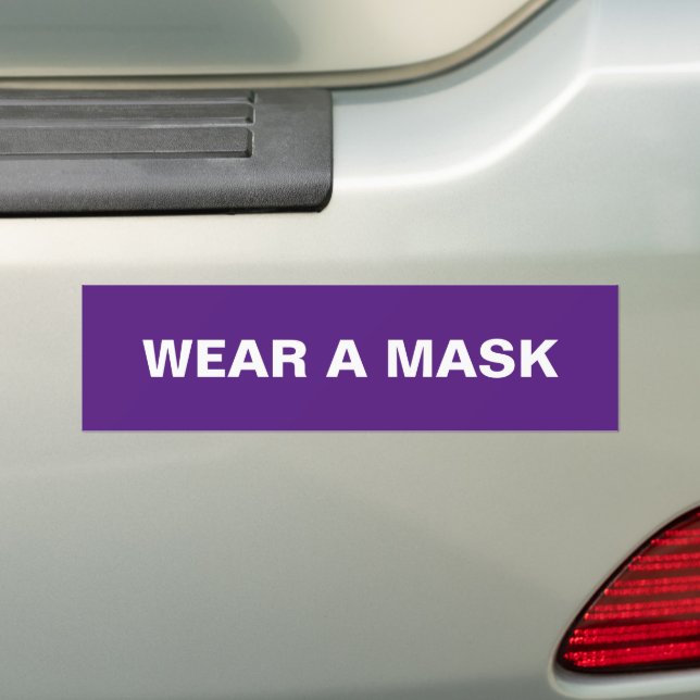 Wear a mask, purple white minimalist car bumper sticker (On Car)