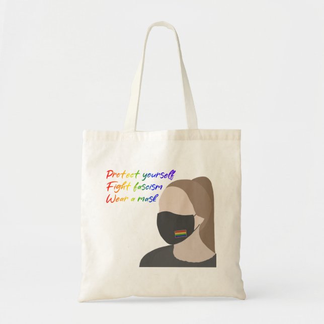 Wear a Mask Rainbow Style Tote Bag (Front)