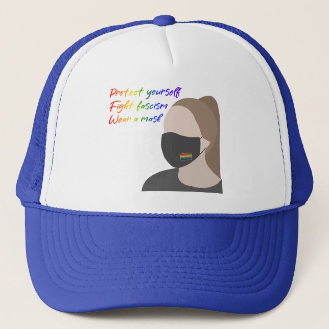 Wear a Mask Rainbow Style Trucker Hat (Front)