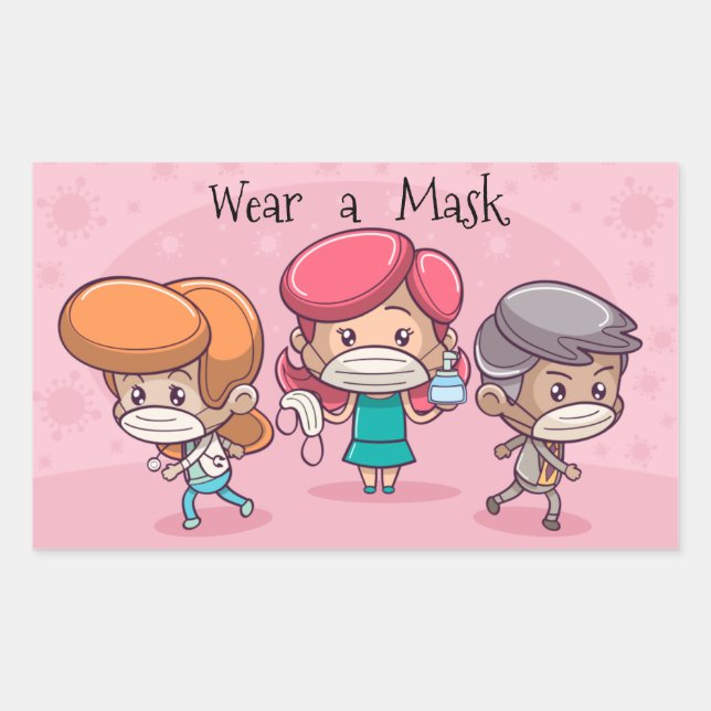 Wear a Mask Rectangular Sticker (Front)
