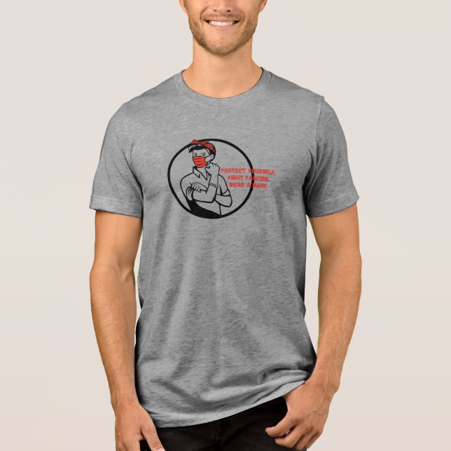 Wear a Mask Riveter Style Tri-Blend Shirt (Front)