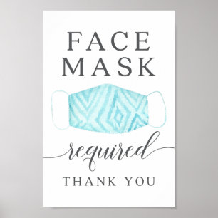Wear A Mask Sign - Mask Required - Blue Mask