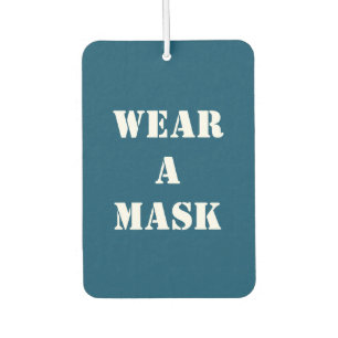Wear a mask, teal blue white minimalist car air freshener