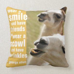 Wear a Smile and Have Friends George Eliot Quote Cushion