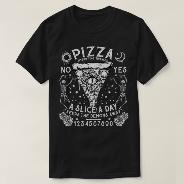 Wear Black Eat Pizza I Witchcraft Occult  T-Shirt (Design Front)