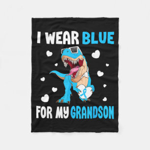 Wear Bleu For Grandson Dinosaur Diabetes Awareness Fleece Blanket