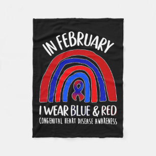 Wear Blue & Red Congenital Heart Disease Aware Fleece Blanket