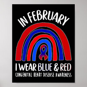 Wear Blue & Red Congenital Heart Disease Aware Poster