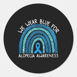 Wear Blue For Alopecia Awareness Rainbow Gift Classic Round Sticker