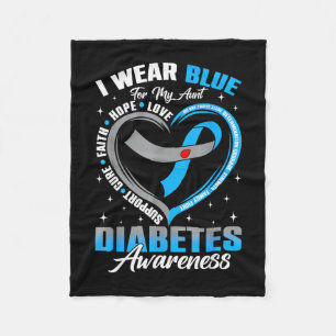 Wear blue for aunt diabetes awareness blue ribbon fleece blanket