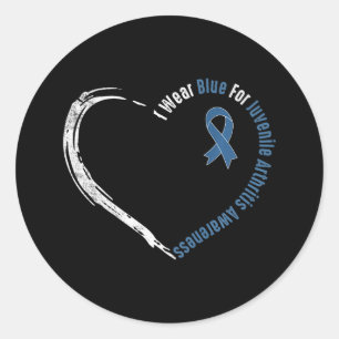 Wear Blue For Juvenile Arthritis Awareness Heart R Classic Round Sticker