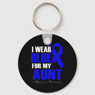 Wear Blue For My Aunt Alopecia Feather Key Ring