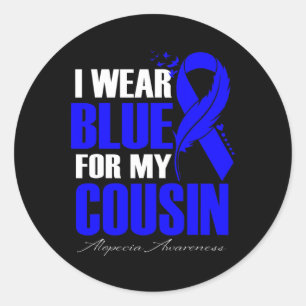 Wear Blue For My Cousin Alopecia Feather Classic Round Sticker