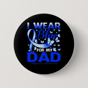 Wear Blue For My Dad Alopecia Awareness Butterfly 6 Cm Round Badge