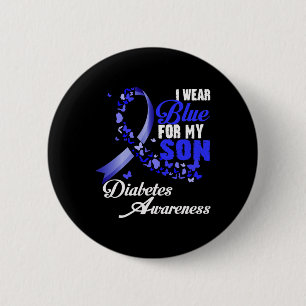 Wear Blue For My Son T1d Diabetes Awareness Blue R 6 Cm Round Badge