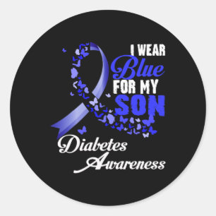 Wear Blue For My Son T1d Diabetes Awareness Blue R Classic Round Sticker