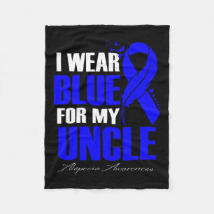 Wear Blue For My Uncle Alopecia Feather Fleece Blanket