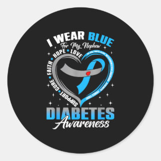 Wear blue for nephew diabetes awareness blue classic round sticker