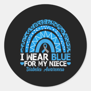 Wear Blue For Niece Type 1 Diabetes Awareness Classic Round Sticker