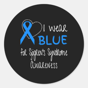 Wear Blue For Sjogren's Syndrome Awareness Ribbon  Classic Round Sticker