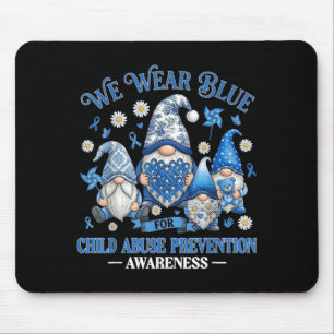 Wear Blue Ribbon Child Prevention Awareness Gnomes Mouse Mat
