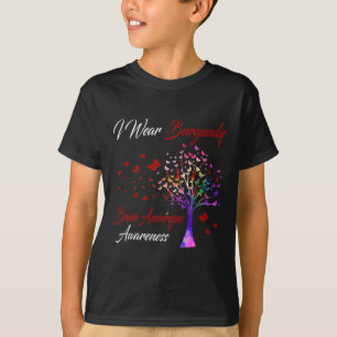 Wear Burgundy Brain Aneurysm Awareness Tree Ribbon T-Shirt
