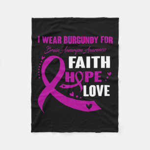 Wear Burgundy For Brain Aneurysm Awareness Gifts Fleece Blanket
