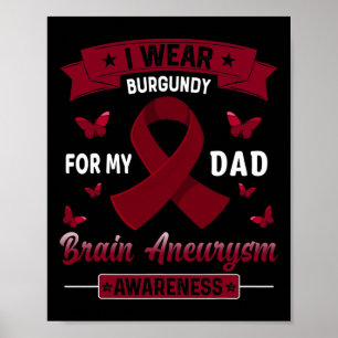 Wear Burgundy For My Dad Brain Aneurysm Awareness Poster