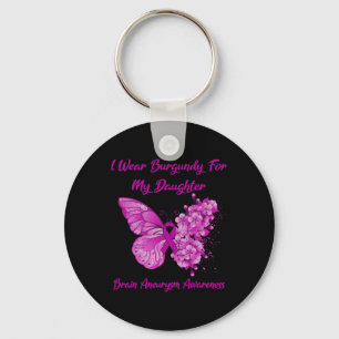 Wear Burgundy For My Daughter Brain Aneurysm Aware Key Ring