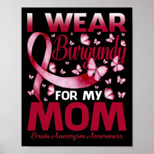 Wear Burgundy For My Mum Brain Aneurysm Awareness Poster