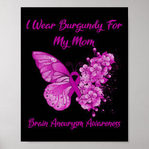 Wear Burgundy For My Mum Brain Aneurysm Awareness Poster