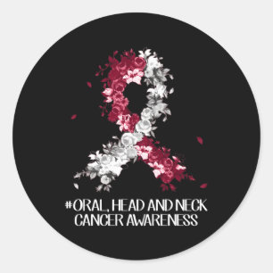 Wear Burgundy White Ribbon Oral Head Neck Cancer A Classic Round Sticker