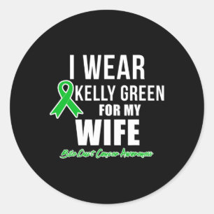 Wear For Wife Bile Duct Cancer Awareness Classic Round Sticker