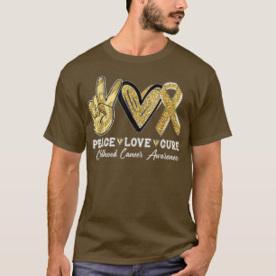 Wear Gold Ribbon Peace Love Cure Childhood Cancer T-Shirt