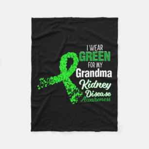 Wear Green For Grandma Kidney Disease Awareness Gi Fleece Blanket