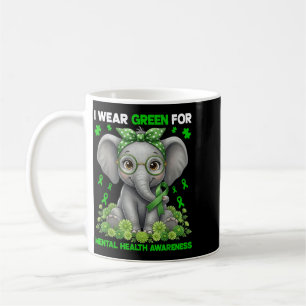 Wear Green For Mental Health Awareness Elephant Coffee Mug