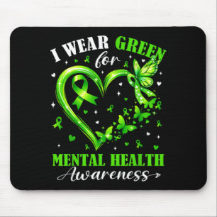 Wear Green for Mental Health Awareness Heart Mouse Mat