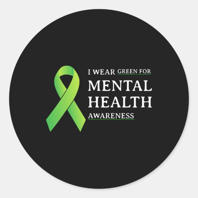 Wear Green For Mental Health Awareness Month 4  Classic Round Sticker (Front)