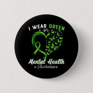 Wear Green for Mental Health Awareness Ribbon 6 Cm Round Badge