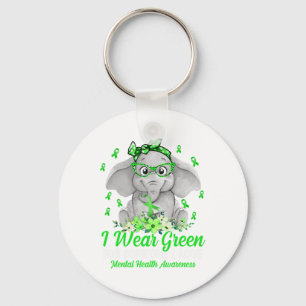 Wear Green For Mental Health Awareness Ribbon Elep Key Ring