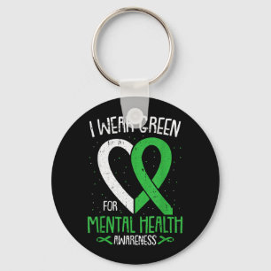 Wear Green For Mental Health Awareness Ribbon Key Ring