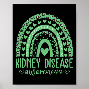 Wear Green Kidney Disease Awareness Month Leopard Poster